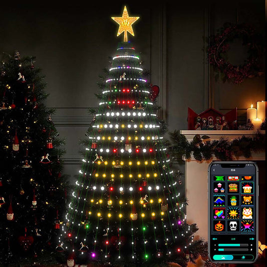 5ft Smart Christmas Tree Lights - 400 LED Multicolor Lights with Remote & App Control - MANDOTOS