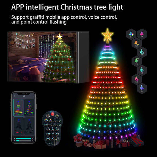 5ft Smart Christmas Tree Lights - 400 LED Multicolor Lights with Remote & App Control - MANDOTOS