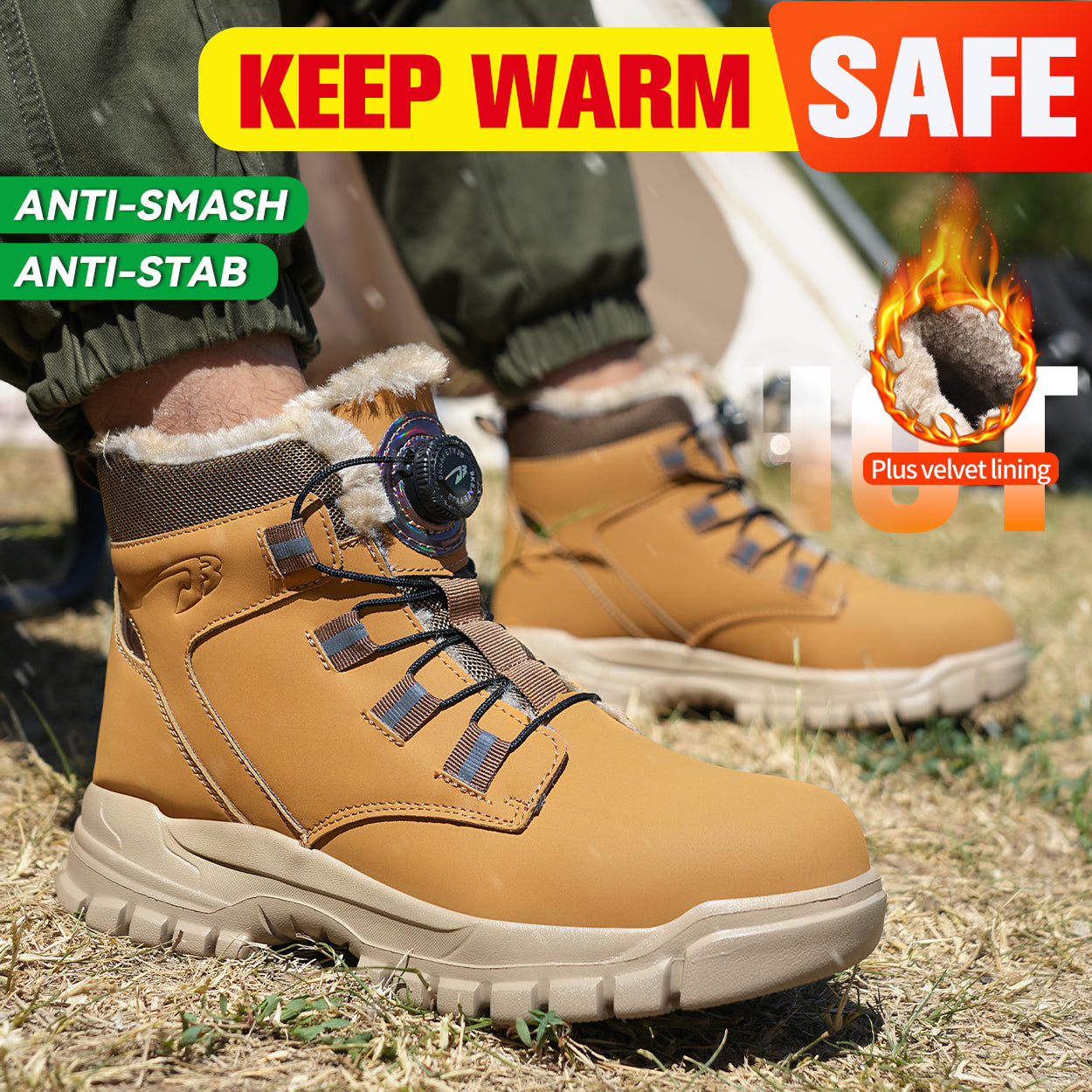 Men's Steel Toe Safety Shoes - Warm & Breathable Work Footwear - MANDOTOS