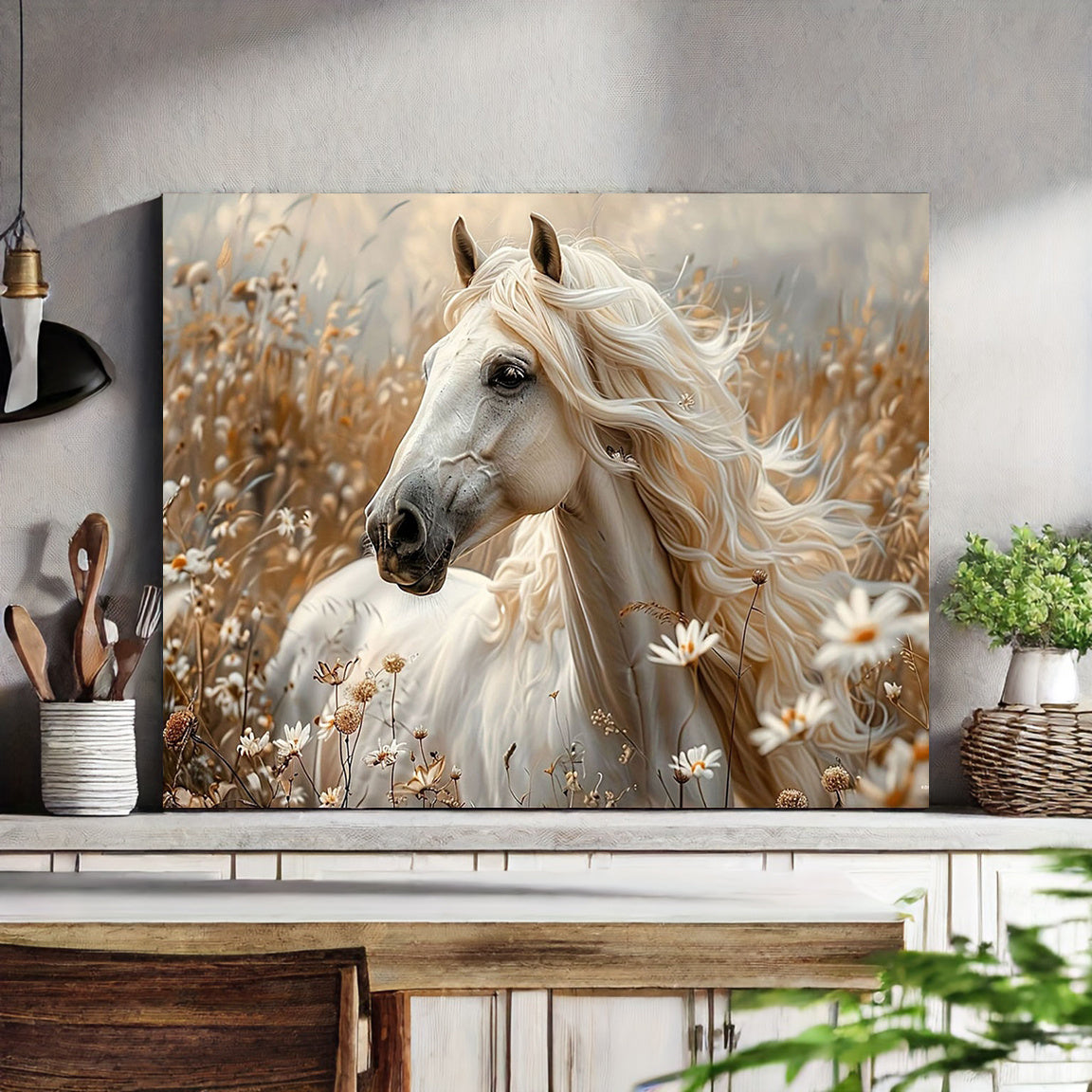 Elegance in Motion: White Horse Canvas Art Set - MANDOTOS