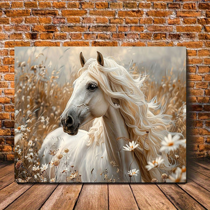 Elegance in Motion: White Horse Canvas Art Set - MANDOTOS
