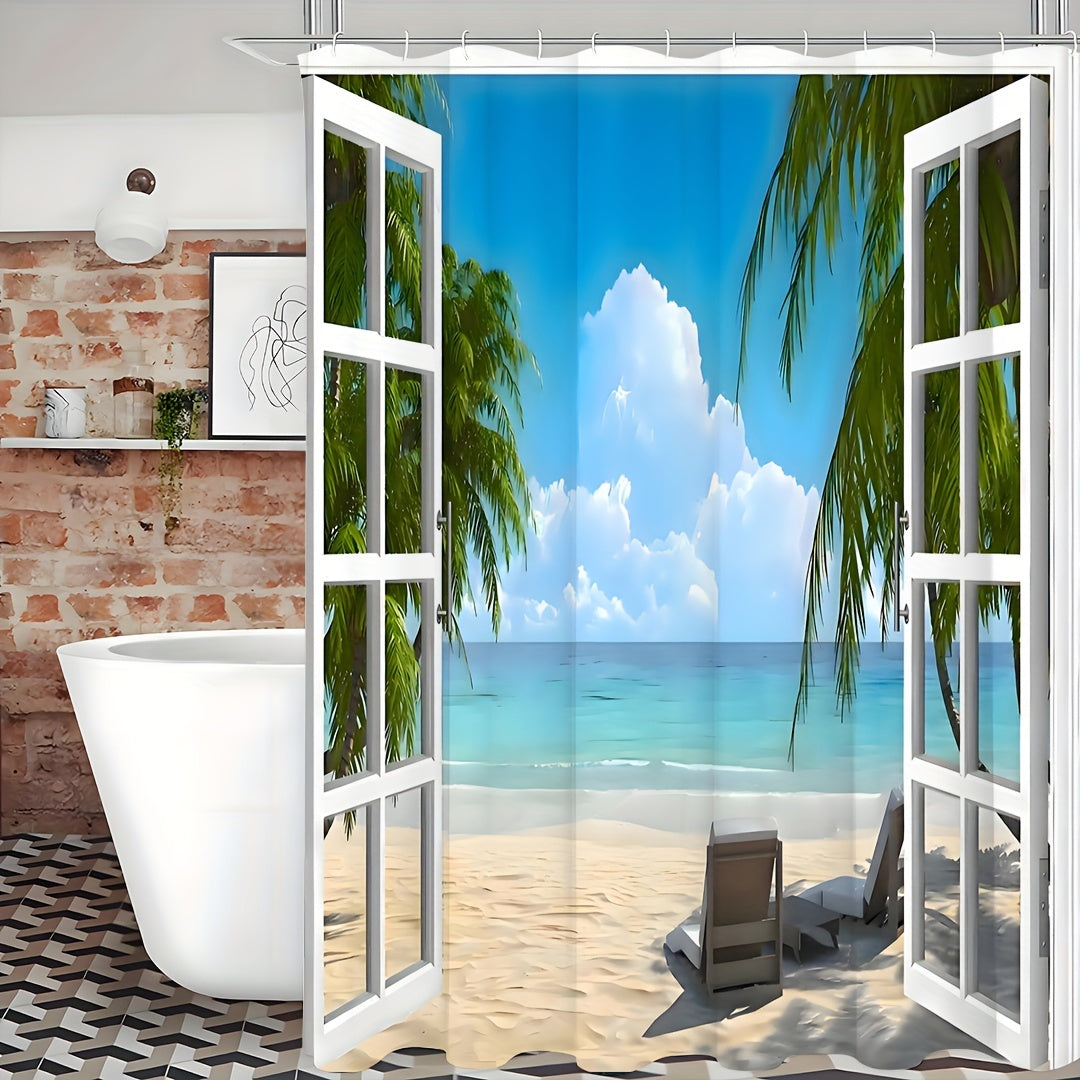 Tropical Oasis Shower Curtain - Transform Your Bathroom into a Coastal Escape - MANDOTOS