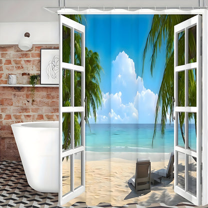 Tropical Oasis Shower Curtain - Transform Your Bathroom into a Coastal Escape - MANDOTOS