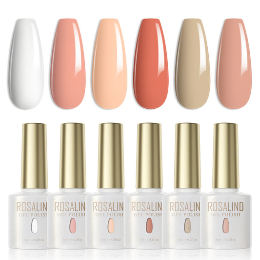 ROSALIND 6-Piece Light Nude Gel Nail Polish Set - MANDOTOS