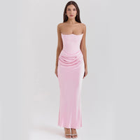 Slim Tube Top Long Dress Sexy Fashion Bandeau Backless Party Evening Dresses For Women Clothing