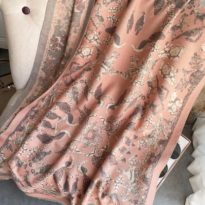 Luxurious Ethnic Cashmere Scarf - Double-Sided Charm - MANDOTOS