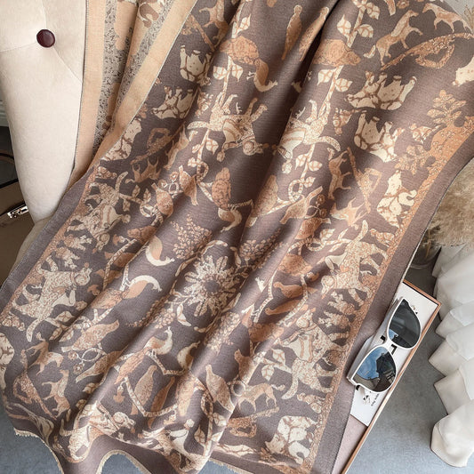 Luxurious Ethnic Cashmere Scarf - Double-Sided Charm - MANDOTOS