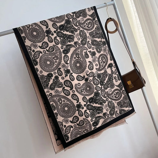 Luxurious Double-Sided Jacquard Scarves - Cashew Flower Paisley Design - MANDOTOS