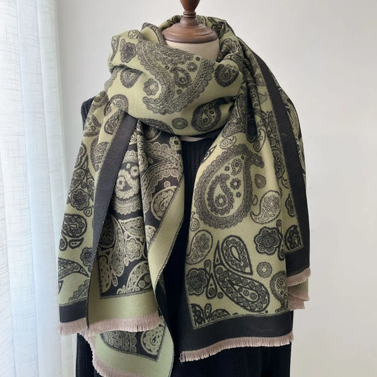 Luxurious Double-Sided Jacquard Scarves - Cashew Flower Paisley Design - MANDOTOS