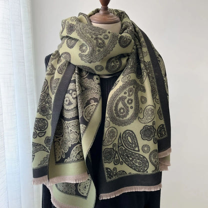 Luxurious Double-Sided Jacquard Scarves - Cashew Flower Paisley Design - MANDOTOS