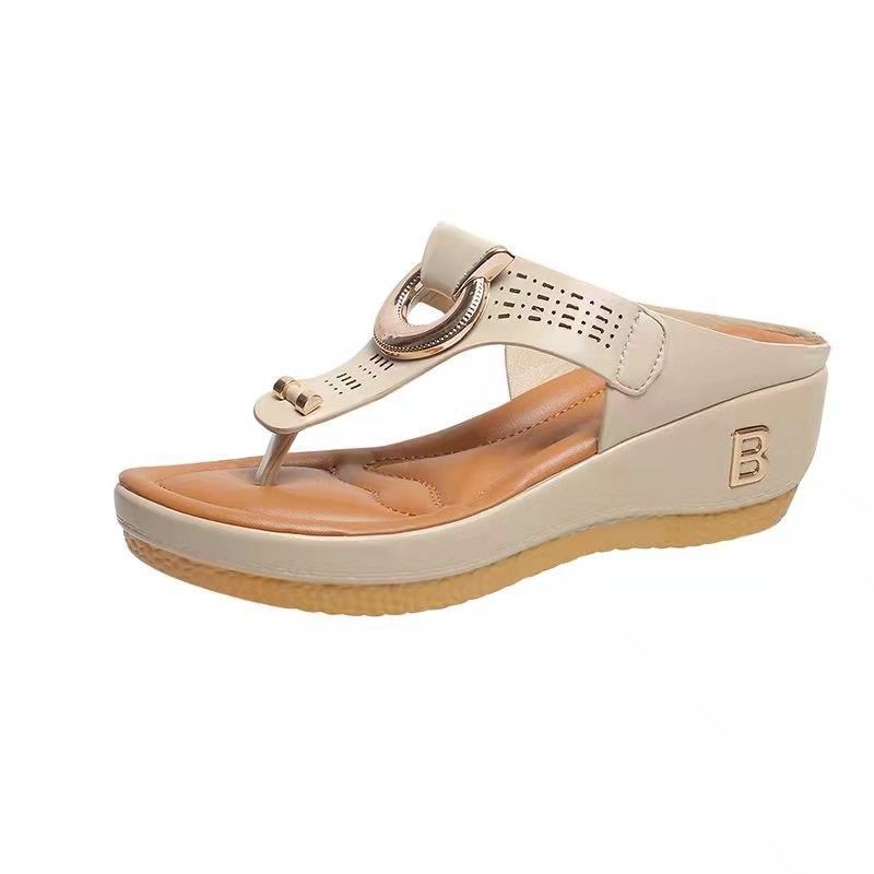 Chic Beach Thong Wedge Heel Sandals - MANDOTOS