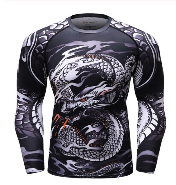 Ancient Energy MMA workout compression rashguard shirt showcasing a fitted, moisture-wicking athletic top for martial arts training.