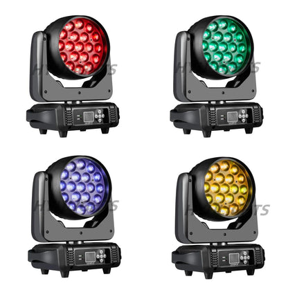 19x15W RGBW 4in1 Beam Wash Zoom Circle Control LED Moving Head Light Professional Machine DMX512 DJ Bar Stage Lights Effect - MANDOTOS