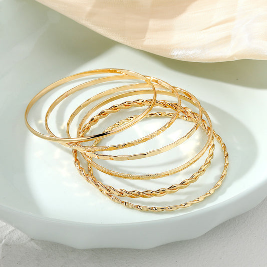 Bohemian Metal Chain Bracelet Set For Women Geometric Gold Color Thick Link Chain Bangle Female Fashion Jewelry - MANDOTOS