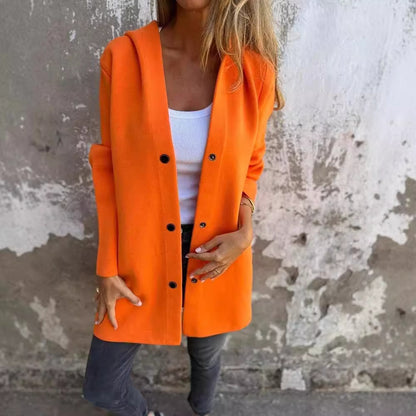 Casual Hooded Single-Breasted Cardigan Fashion Loose Solid Color Jacket Spring And Autumn Women's Clothing - MANDOTOS