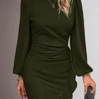 Women's Puff Long Sleeve Dresses Fashion Graceful Solid Color Slim Hip-covering Short Dress Womens Clothing