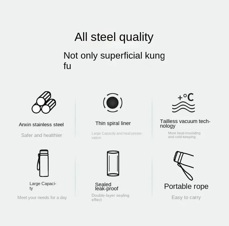 1L Thermal Water Bottle Keep Cold and Hot Thermos for Water Tea Coffee Vacuum Flasks Stainless Steel Thermos Bottle - MANDOTOS