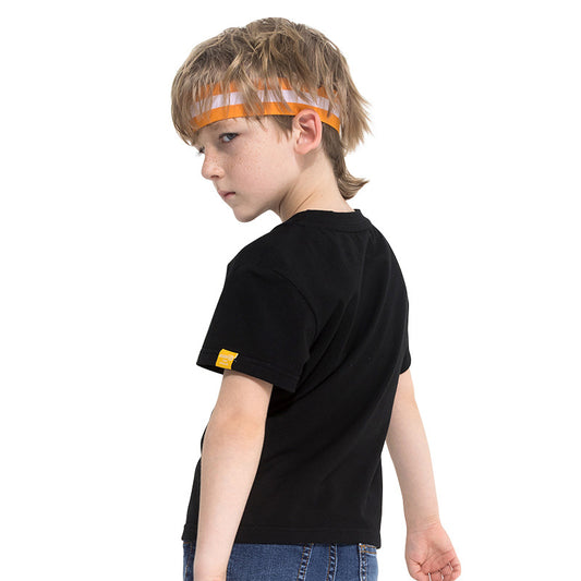 Children's Ancient Energy letter print T-shirt with colorful alphabet design on soft fabric, perfect for kids' casual wear.