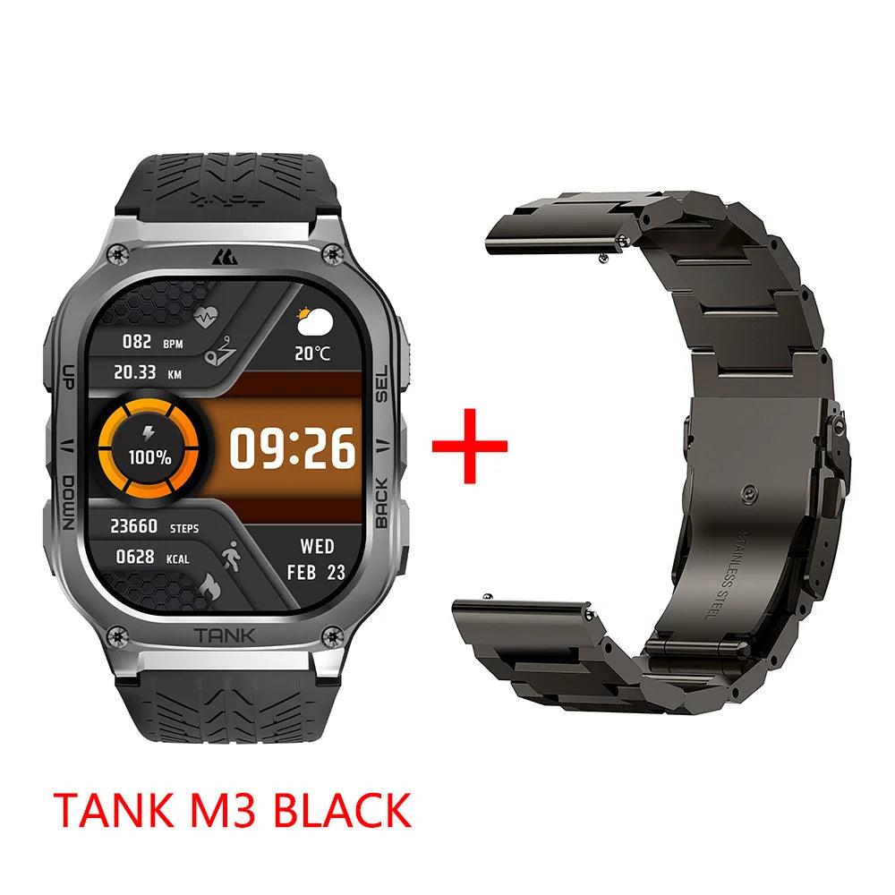 2024 KOSPET TANK M3 Smartwatches For Men Women Rugged Smart Watch 480mAh AOD Bluetooth Fitness Electronic Digital AMOLED Watches - MANDOTOS