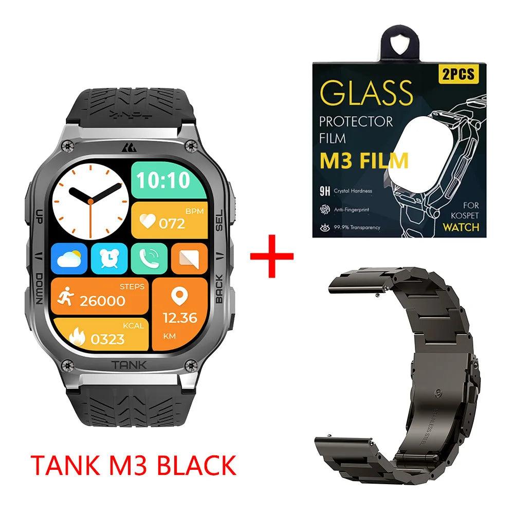 2024 KOSPET TANK M3 Smartwatches For Men Women Rugged Smart Watch 480mAh AOD Bluetooth Fitness Electronic Digital AMOLED Watches - MANDOTOS