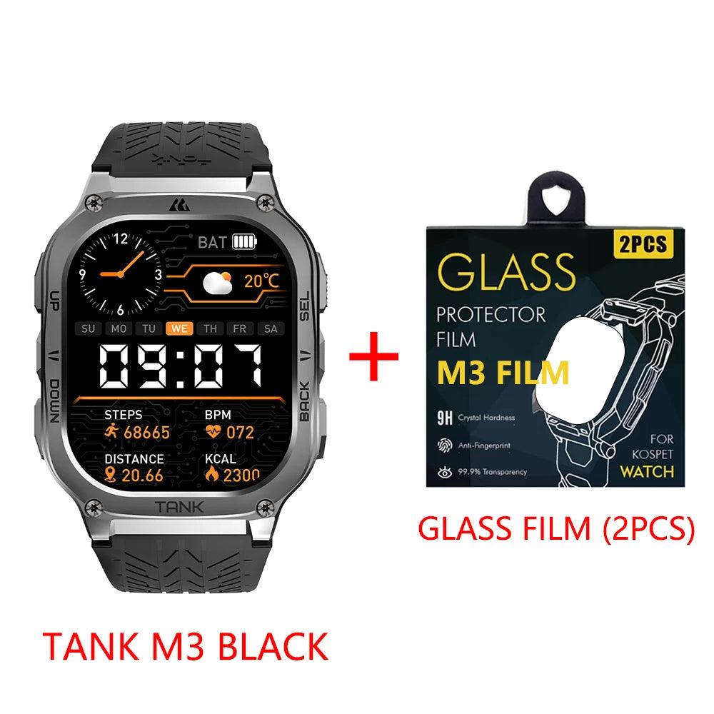 2024 KOSPET TANK M3 Smartwatches For Men Women Rugged Smart Watch 480mAh AOD Bluetooth Fitness Electronic Digital AMOLED Watches - MANDOTOS