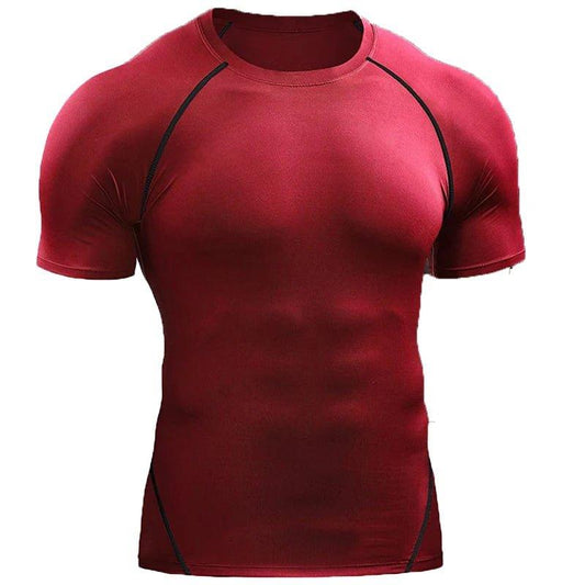 2025 Compression T Shirt Men Summer Sportswear Running T-shirt Elastic Quick Dry Sport Tops Tee Athletic Gym Workout Shirts Men - MANDOTOS