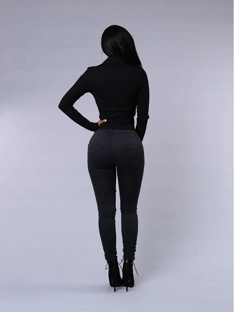 2025 Women's Stretch Skinny Ripped Hole Washed Denim Jeans Female High Waist Pencil Y2k Pants Jeans Ladies Casual Trousers Pants - MANDOTOS