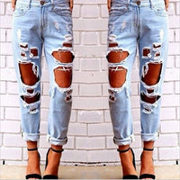 Ancient Energy Mandotos explosion Europe Code loose boyfriend jeans with exaggerated big holes, wild style, and relaxed fit.