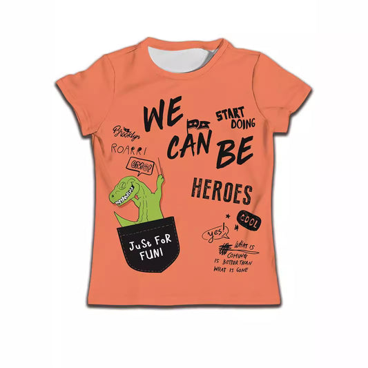 Children's boy's casual T-shirt by Ancient Energy featuring a soft fabric and a cute cartoon cat pattern.