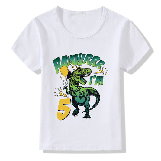 Children's T-shirt with colorful number 1-9 print by Ancient Energy, perfect for birthdays and casual wear.