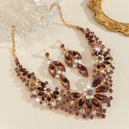 High Profile And Generous Crystal Necklace And Earrings Suite