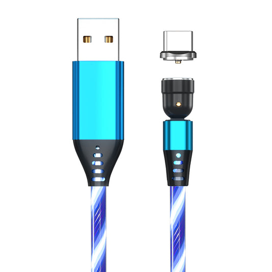 Ancient Energy 540 Rotate Luminous Magnetic Micro USB and Type C charging cable with fast 3A charging for smartphones.