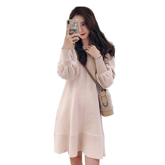 French style orange sweater skirt for fall and winter