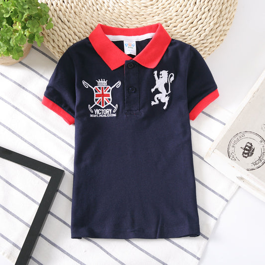 Children's boys' polo shirt by Ancient Energy, featuring a classic collar and short sleeves, in bright colors.