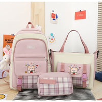 Ancient Energy large capacity plaid three-piece school backpack set with student designs for junior high and elementary students.
