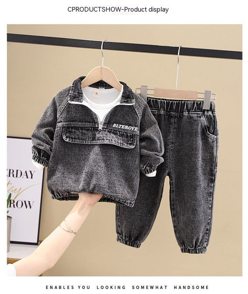 Cute boys' spring clothing by Ancient Energy featuring fashionable, handsome children's outfits in vibrant colors.