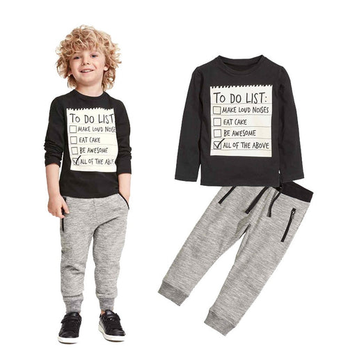 Kids boys cotton long-sleeve T-shirt and pants clothing set by Ancient Energy for boys aged 3-7, suitable for spring and autumn.