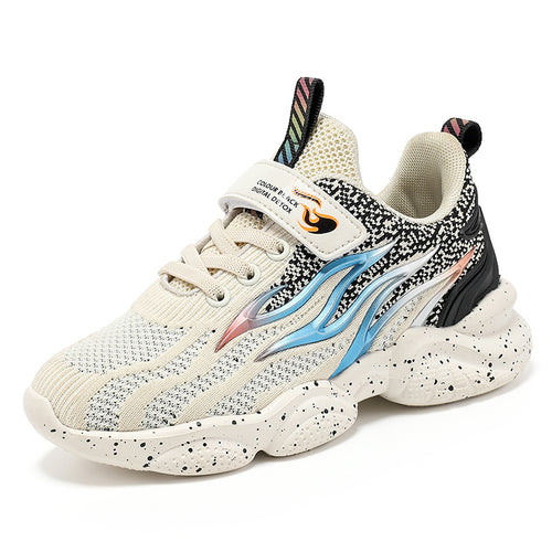 Ancient Energy boys' fashion mesh sneakers with old-school design, lightweight athletic shoes for kids, in black and gray.