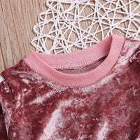 Baby girls' breathable clothing set by Ancient Energy with gold velvet sweatshirt and matching trousers, soft and stylish for comfort.