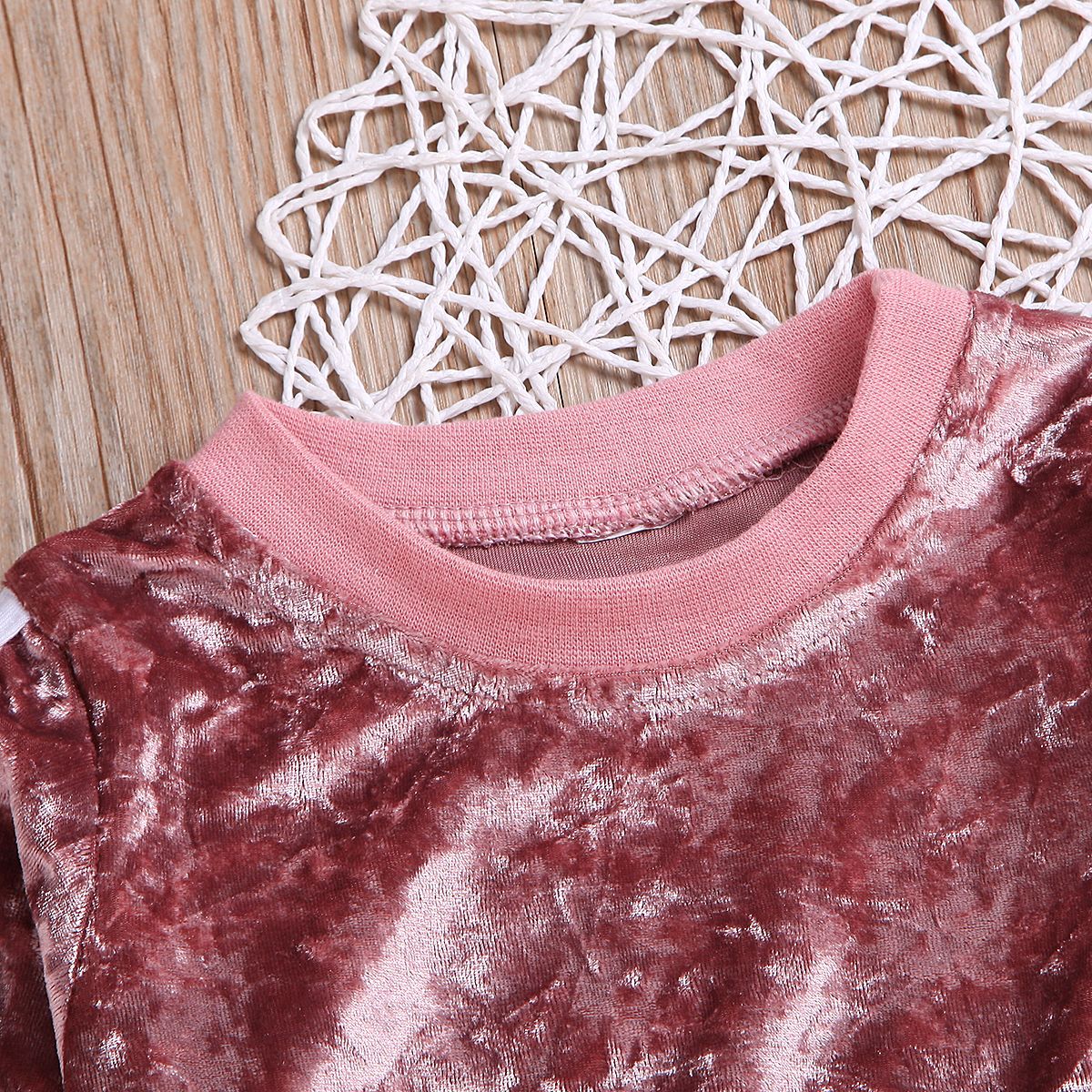 Baby girls' breathable clothing set by Ancient Energy with gold velvet sweatshirt and matching trousers, soft and stylish for comfort.