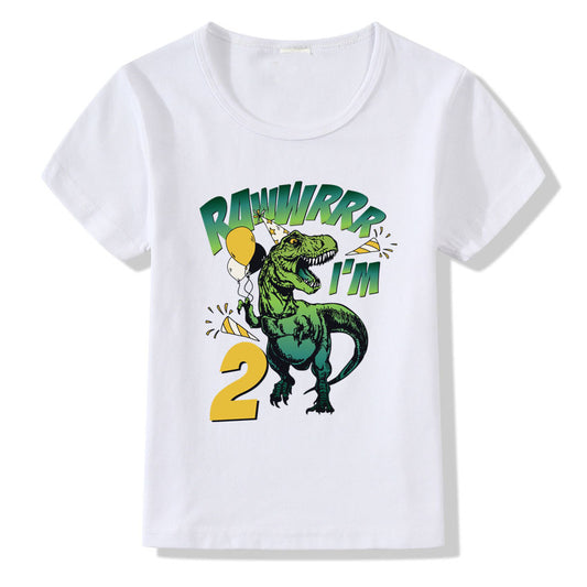 Children's birthday T-shirt by Ancient Energy featuring colorful numbers 1 to 9 on a casual cotton shirt.
