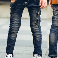 Boys stretch denim pants from Ancient Energy featuring a classic blue wash and comfortable fit.