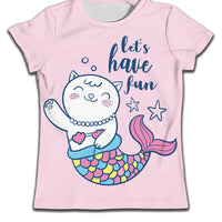 Children's Boy T-shirt by Ancient Energy featuring a soft fabric and cute cat cartoon pattern, ideal for casual wear.