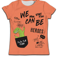 Children's boy's casual T-shirt by Ancient Energy featuring a soft fabric and a cute cat cartoon pattern.