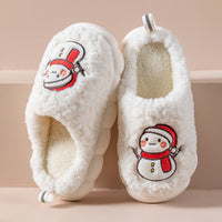Cute Snowman Slippers Winter Indoor Household Warm Plush Thick-Soled Anti-slip Couple Home Slipper Soft Floor Bedroom House Shoes - MANDOTOS