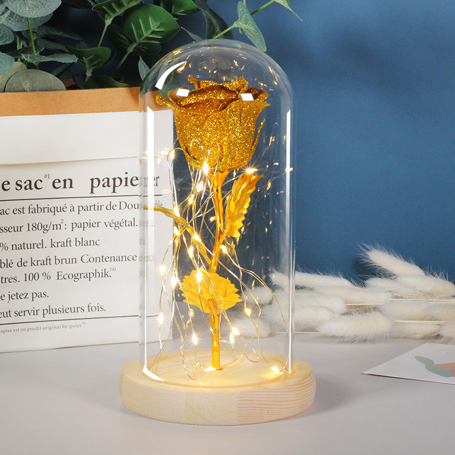 Valentines Day Gift For Girlfriend Eternal Rose Flowers LED Light In Glass Cover Day Wedding Decoration Favors Mother Day Female Gift Gift - MANDOTOS