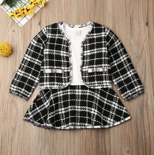 Baby girl's long-sleeved two-piece dress set with incense wind suit by Ancient Energy, featuring soft fabric and stylish design.