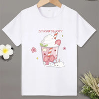 Children boy's casual soft T-shirt by Ancient Energy with a cute cat cartoon pattern, ideal for everyday wear.