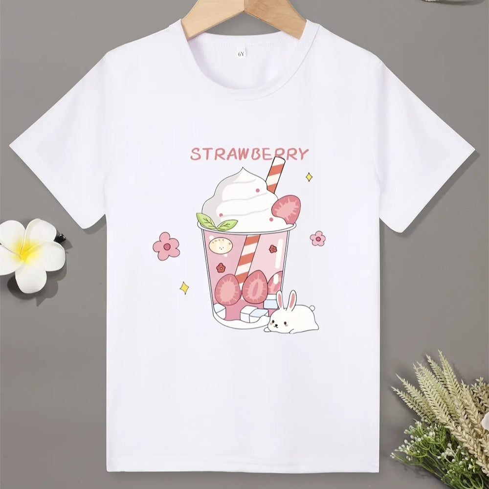 Children boy's casual soft T-shirt by Ancient Energy with a cute cat cartoon pattern, ideal for everyday wear.