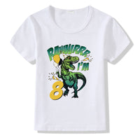 Children's T-shirt with colorful number 1-9 birthday design by Ancient Energy, made of soft fabric for kids.